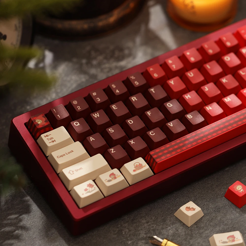 FBB PBT Keycap مجموعة غطاء ركوب أحمر صغير للوحة المفاتيح الميكانيكية Keycap 60%، 75%، 80%، 96%، 100% هدية ذاتية الصنع للأصدقاء الفتيات