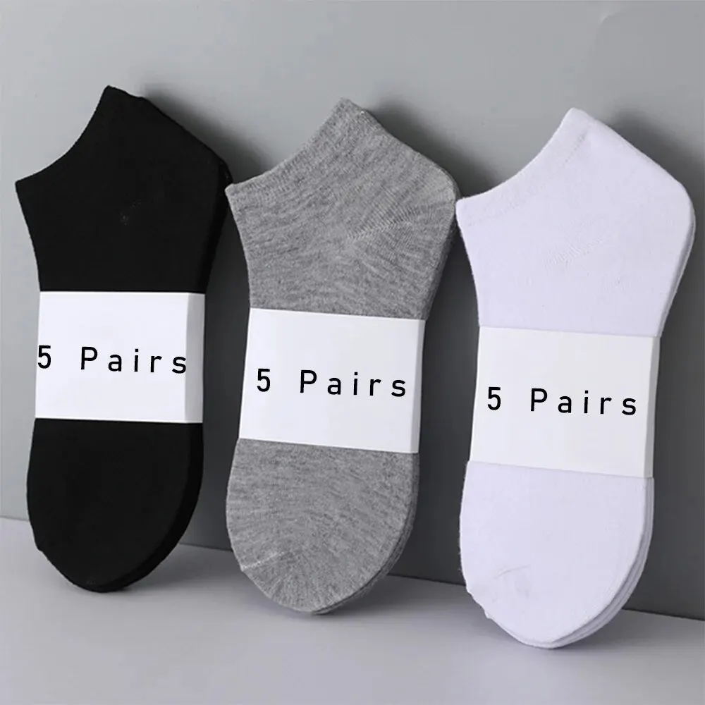 5 Pairs of Women\'s/men\'s Boat Socks Invisible Low Cut Anti Slip Summer No Show Ankle Socks Solid Color Casual Breathable