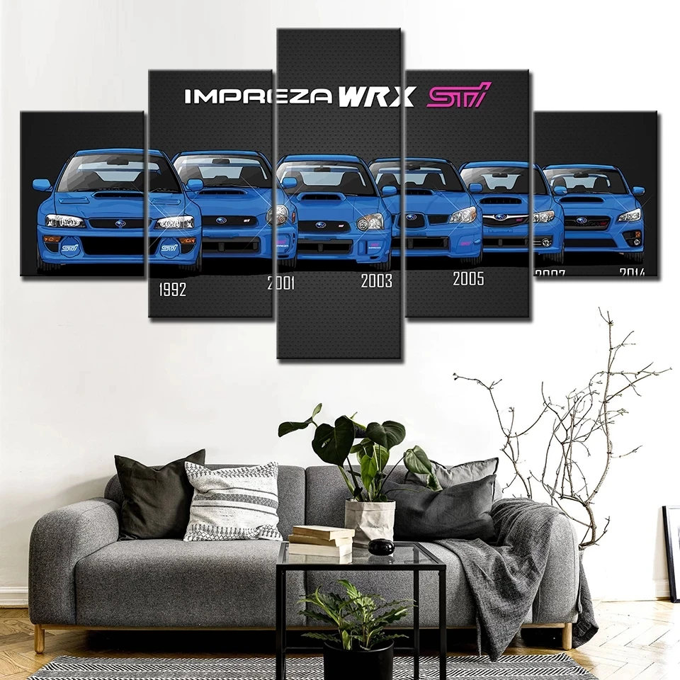 

5 Piece Canvas Art Painting Anime Poster WRX Car Wallpaper For Living Room Wall Picture Prints HD Modern Home Decoration