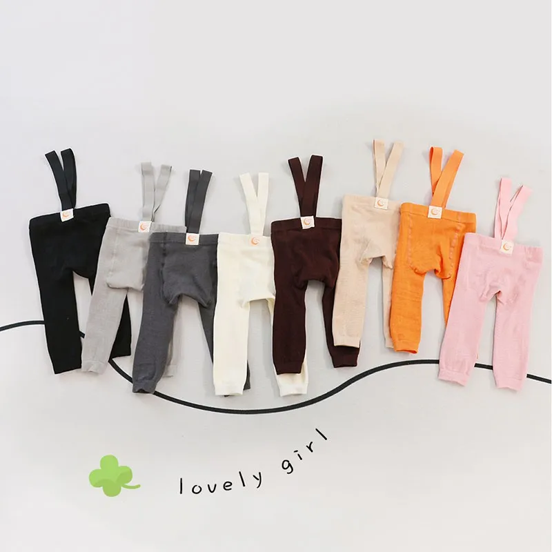 Kid Trousers 2025 Spring Fashion Boy Baby Solid High Waist Overalls Girl Children Cotton Leggings Infant Casual Suspenders Pants
