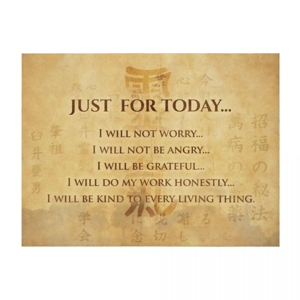 

Reiki Principles - Reiki Precepts Throw Blanket for winter Summer Beddings Flannel Beautifuls Blankets