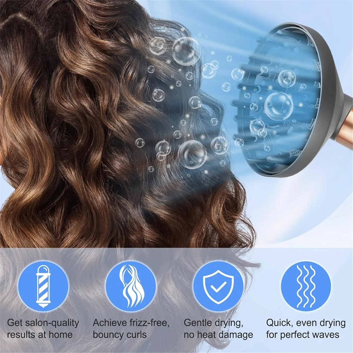 Diffuser Attachment Large Round Volumizing Brush for HS01 HS05 Curling Iron Styling