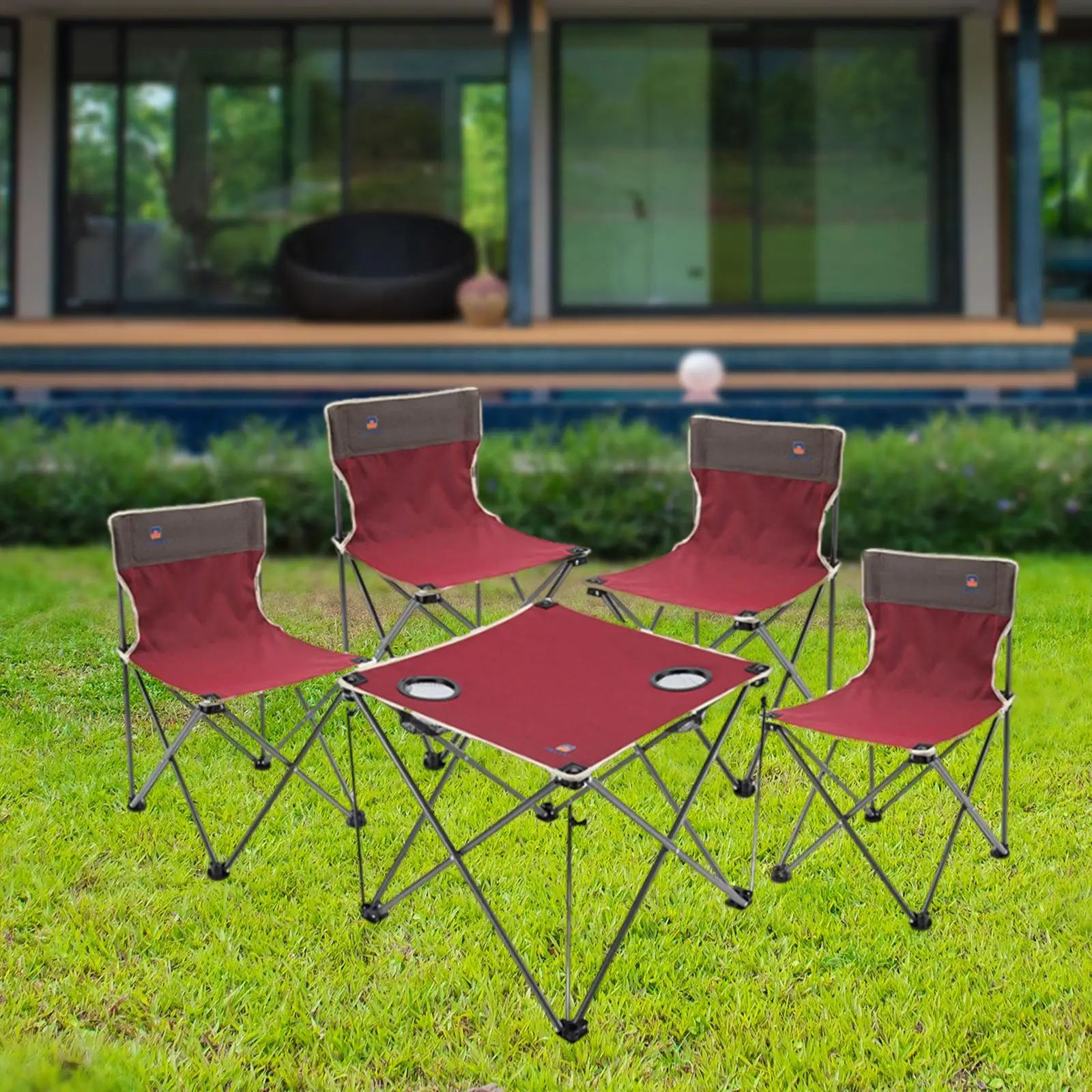 

Camping Folded Table and Chairs Set Sturdy Outdoor for Outside BBQ Yard