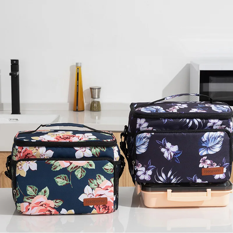 Food Print Lunch Bag New Canvas Cooler Box Picnic Bag Fashion Lunch Bags Camping Travel Handbag School Food Insulated Dinner Bag