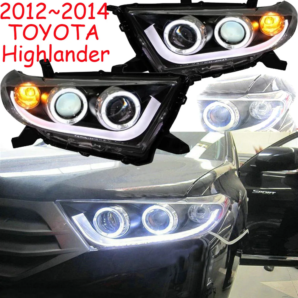 

2012 2013 2014year 2pcs Bumper lamp Headlamp For Highlander Headlight Kluger HID bulb LED Taillight DRL Running lights Bi-Xenon