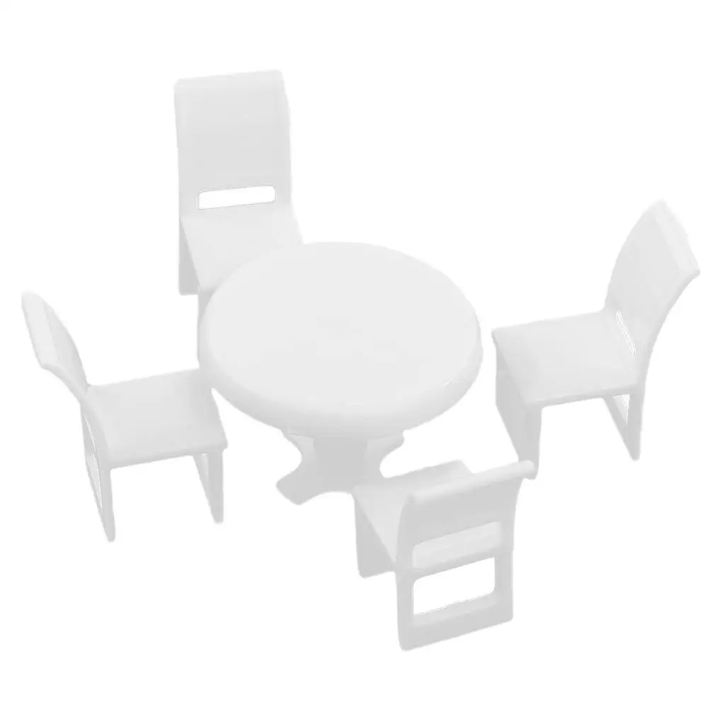 Miniature Model Table Chair 5 Piece Set Plastic DIY Miniature House Scenery Sand Board for Dollhouse Making