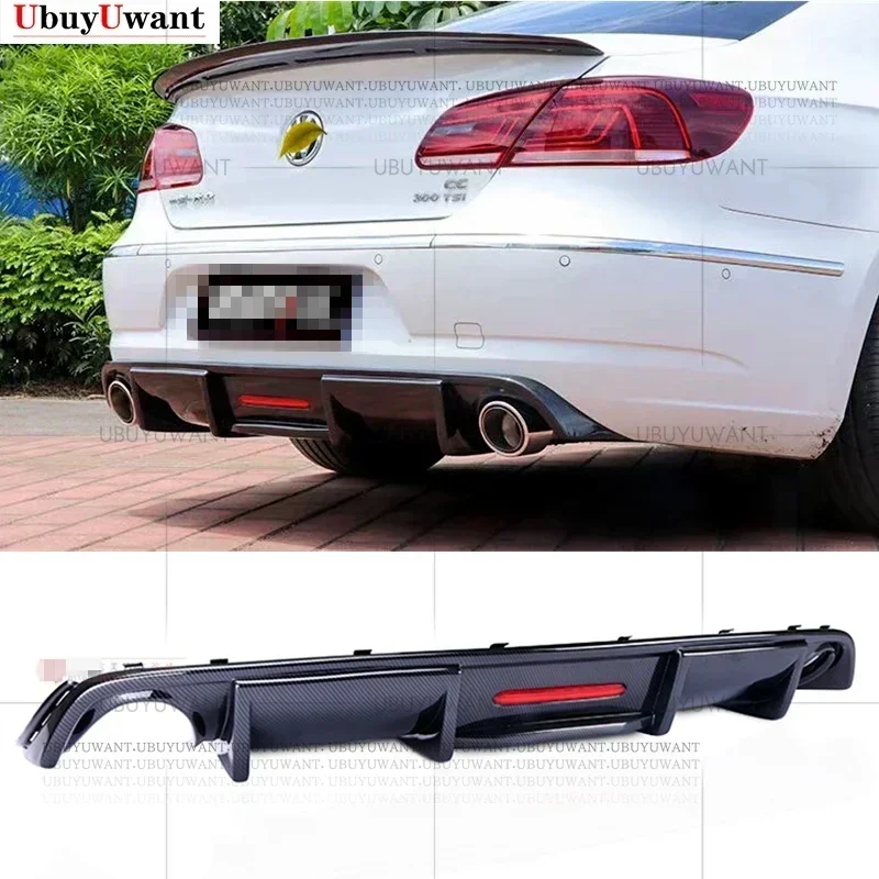 

For Volkswagen VW CC 2013 2014 2015-2017 ABS Material Rear Bumper Lip Spoiler Diffuser Protector With Light Car Styling Body Kit