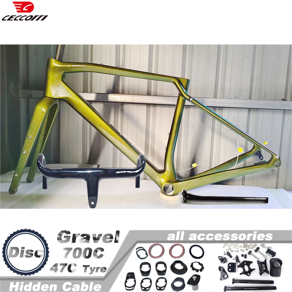 CECCOTTI Customizd Color For Gravel frame T1000 Full Carbon Gravel Frameset Full hidden cable bicycle frameset