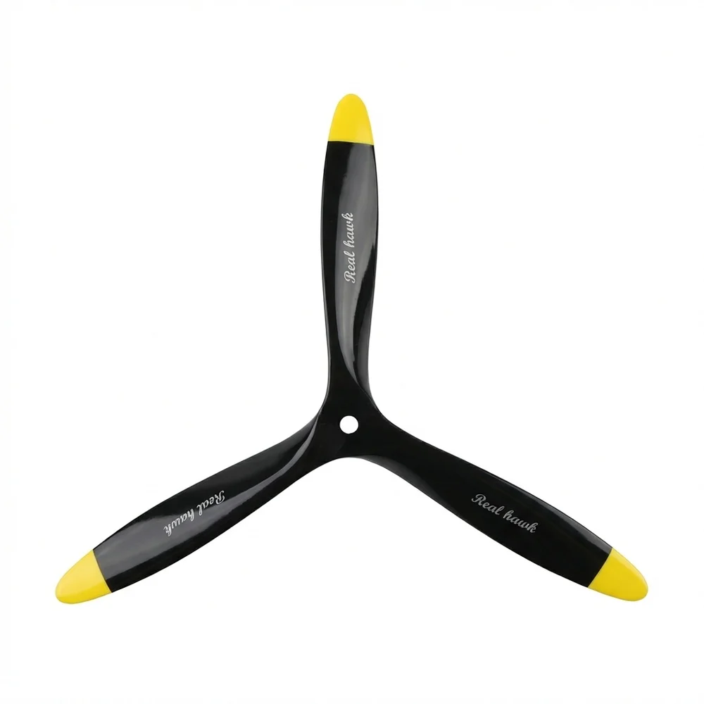 RealHawk 15-19 inch 3-Blade Beech Wood Propeller, CW/CCW Black for Scale Gas/Nitro RC Airplane, Durable Realistic Upgrade Parts