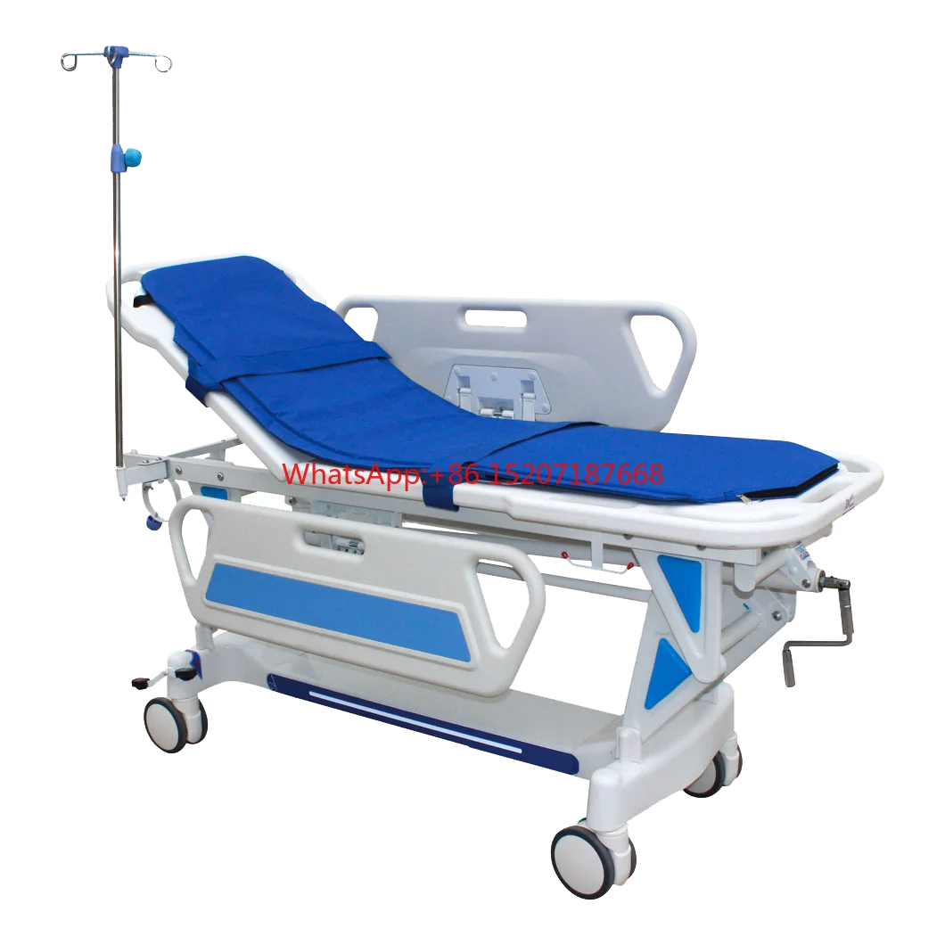 

Cheap Price Hospital Medical ABS Mobile Height Adjustment Patient Transport Stretcher Cart