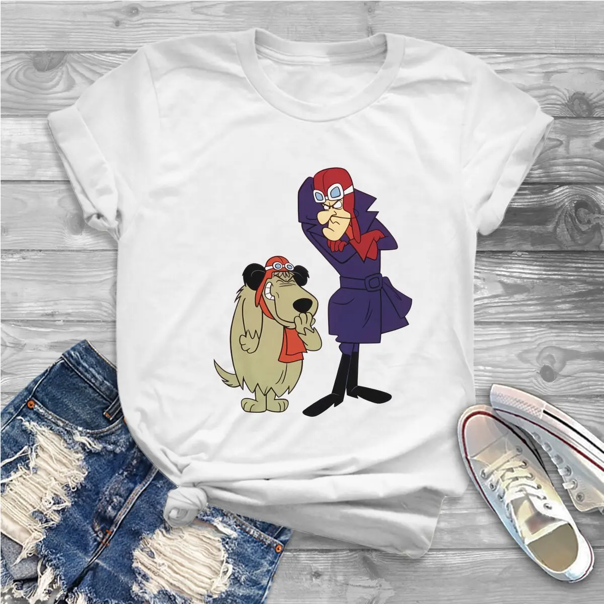 Which Cartoon Dog Are You Women TShirt Muttley Wacky Races Girls Y2k Basic Tops O-neck Polyester Female T Shirt Funny Gift