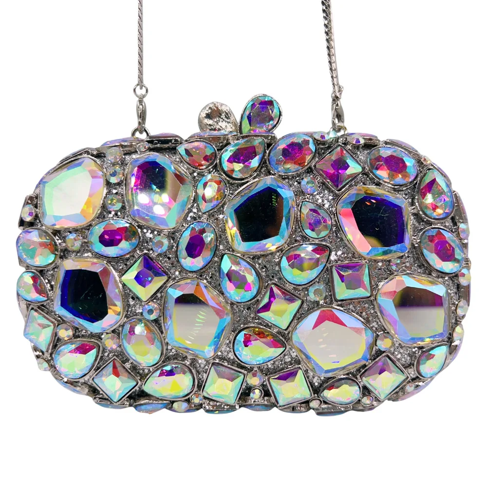 Stone Clutch Hollow Glass Diamond Dinner Bag Chain Shoulder Evening Banquet Clutch Women's Bag Luxury Designer Bags High Quality