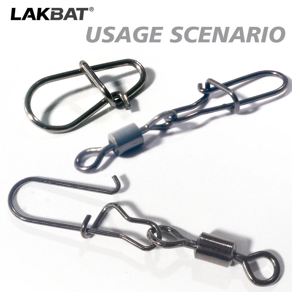 LAKBAT Edelstahl-Wirbelgelenk mit Kugellager, Angelzubehör, Drehgelenk, Multi-Spezifikationen-Kombi-Set – Detail 3