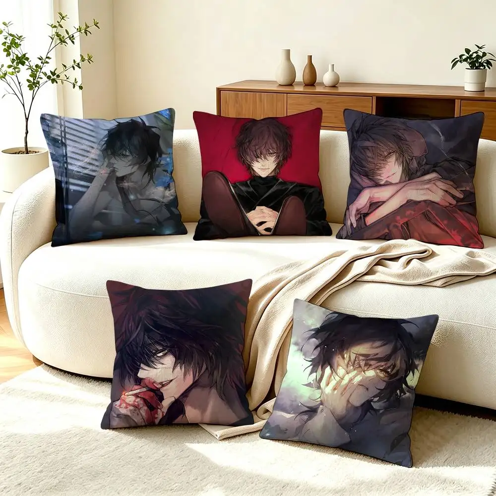 S-Slow Damage Visual Novel  Pillow Case Square Double-Sided Sofa Cushion Cover Bedroom Bedside Pillow