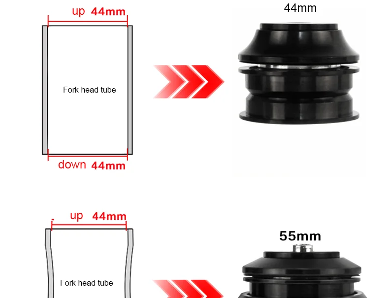 MTB Fahrrad-Steuersatz 28,6mm Gewindelos Gerades Gabelrohr CNC 1-1/8" 34/44mm Gedichtetes Lager 55/56mm Halbintegrierter Steuersatz ﻿ – Detail 4