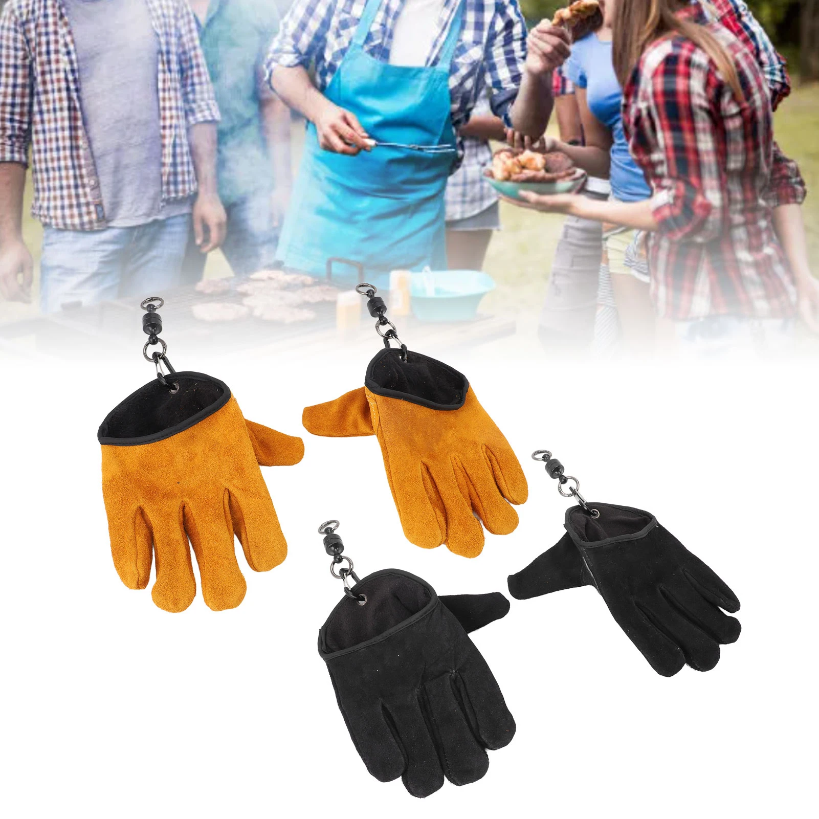 

Перчатки для барбекю из воловьей кожи, термостойкие, защита от ожогов, для кухни, приготовления пищи, гриля, копчения, выпечки, рыбалки на открытом воздухе