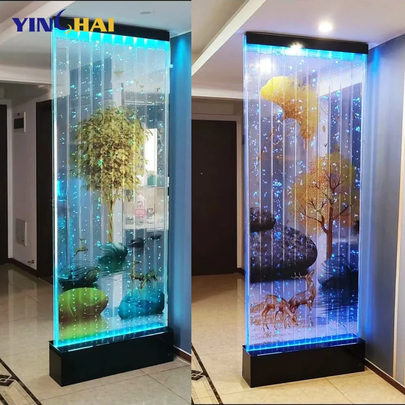 Personalizzazione. Parete a bolle d'acqua in acrilico con luci a LED stampate Schermo con pannello in argento e divisorio per ambienti Decorazione da parete mobile