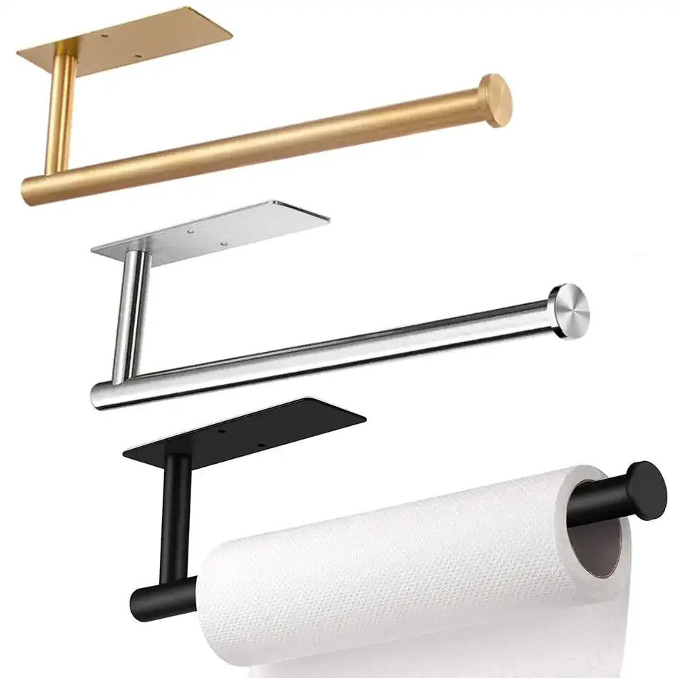 

Hot Sale Stainless Steel Self-Adhesive Paper Tissue Hanger Under Kitchen Cabinet Paper Tissue Paper Roll Rack