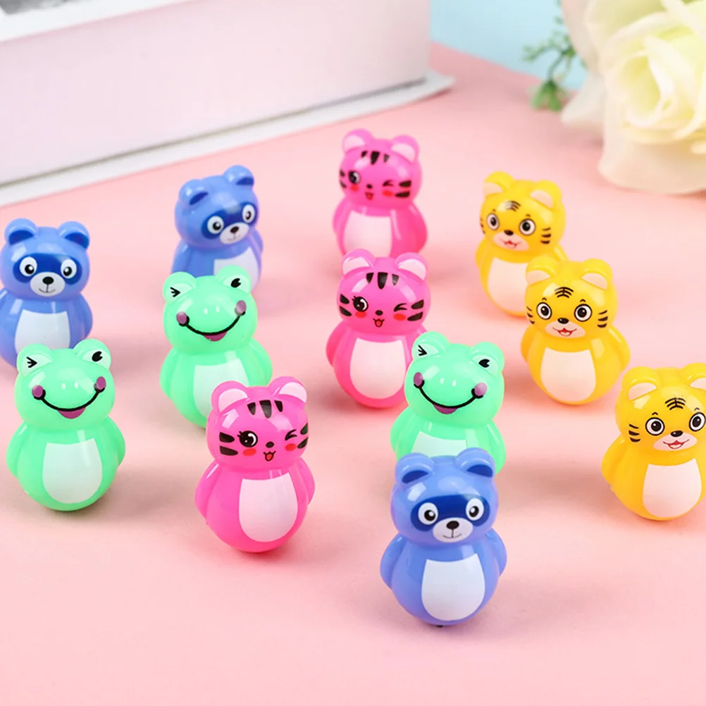 24 Pcs Mini Baby Dolls Tumbler Toy ABS Adornment Clockwork Desktop Table Decor Ornament Child