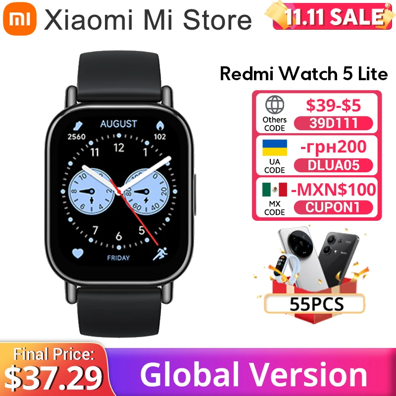 Global Version Xiaomi Redmi Watch 5 Lite 1.96'' AMOLED display 18-Day Battery life Bluetooth® calling Built-in GNSS 5ATM