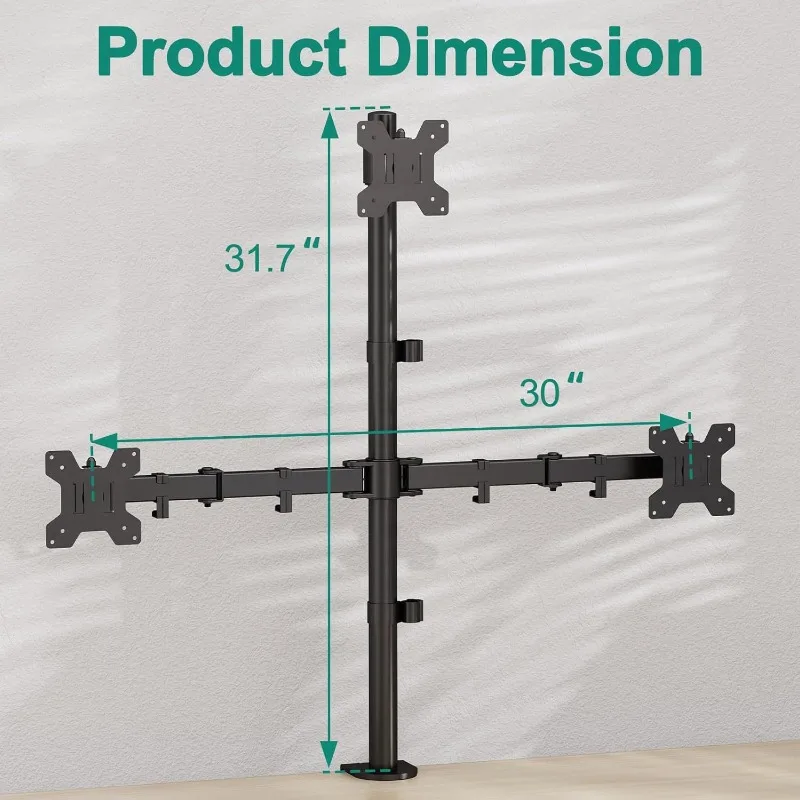 Triple Screen Monitor Desk Mount Clamp On Table Bracket Multidisplay Hanger Office Desktop Monitor Installation Accessories