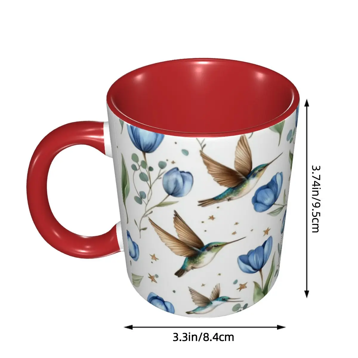 Tulips And Hummingbirds Mug Funny Ceramic Coffee Cups Tea Mugs Milk Cup Drinkware Gifts for Friends DIY Custom