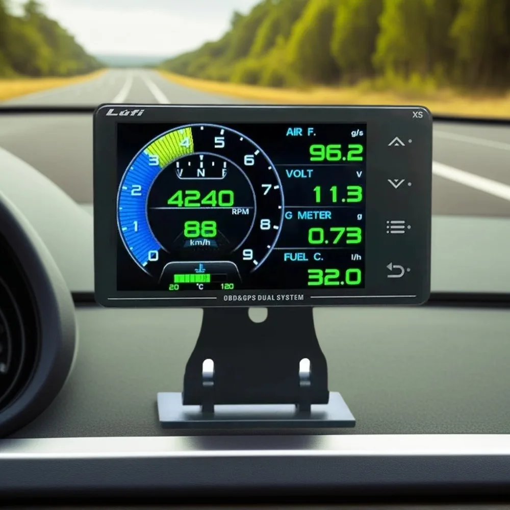 LUFI XS أداة تعديل السيارة Obd2 + GPS متعددة الوظائف LCD متر سرعة التوربينات G-قيمة الجيروسكوب #5