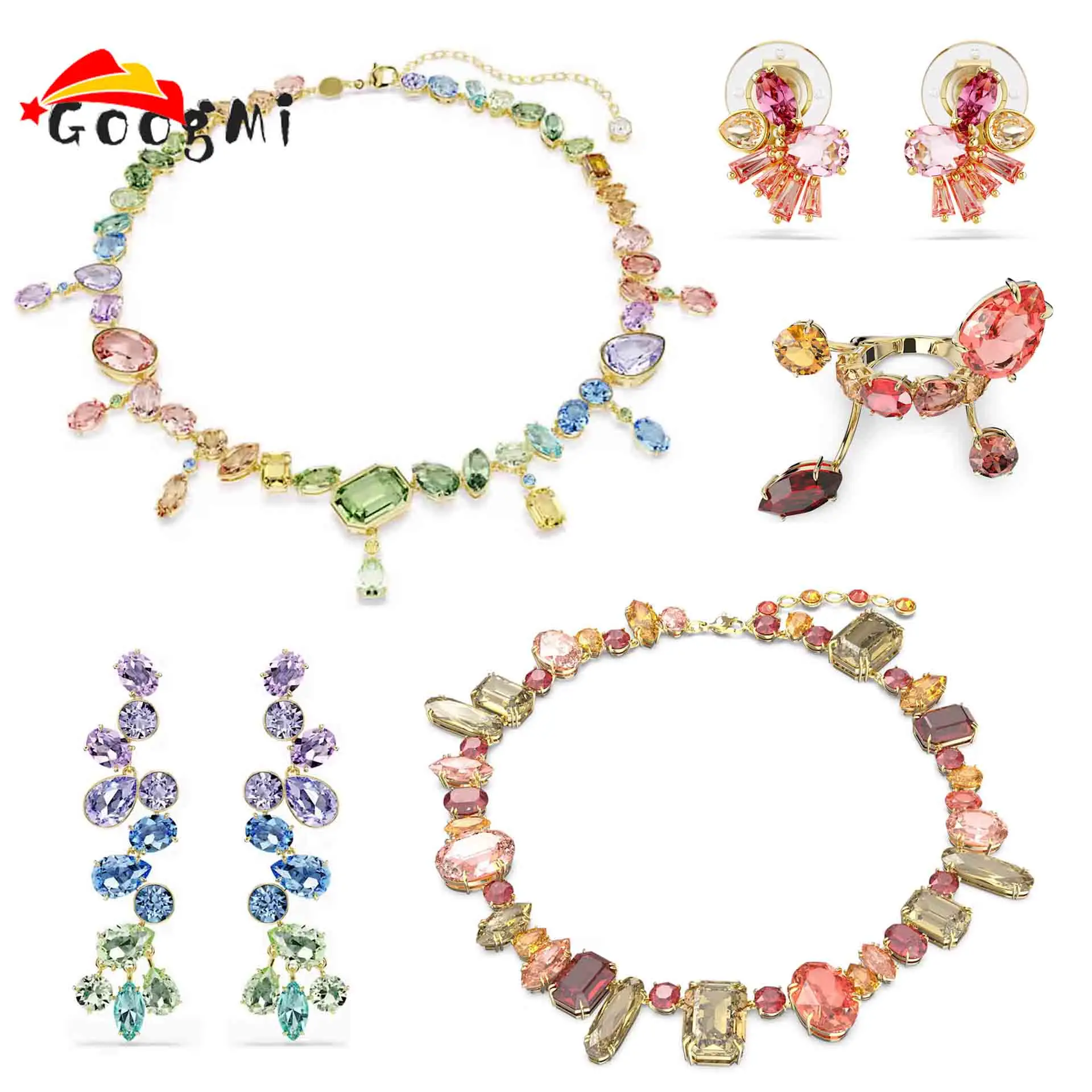 

2026 New Original Cut Teardrop Crystal for Women Jewelry Set Luxury Brand Sparkling Candy Necklace Earrings Bracelet Ring