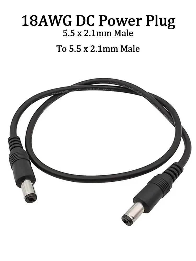 Rallonge d'alimentation CC, 18AWG, 5.5x2.1mm mâle vers 5.5x2.1mm mâle, câble adaptateur CCTV, connecteur 12V, 10A, 0.5m, 1m