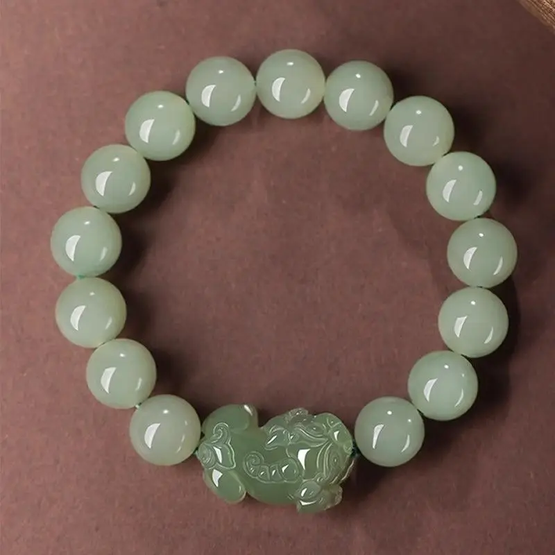 

Imitation jade Jade Pixiu Beaded Bracelet For Men Women Daily Wear Feng Shui Luck Blessing 2026 Polished Round Green Jade Hand