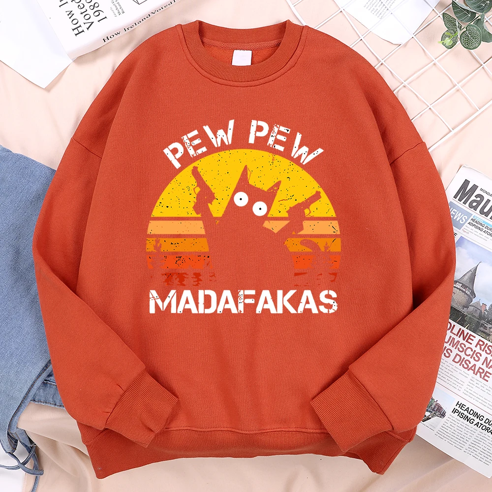 Pew Pew Madafakas Cat With Two Guns Sweatshirt Men Hip Hop Warm Hoody Vintage Thicken Streetwear Unisex High Quality Hoodies