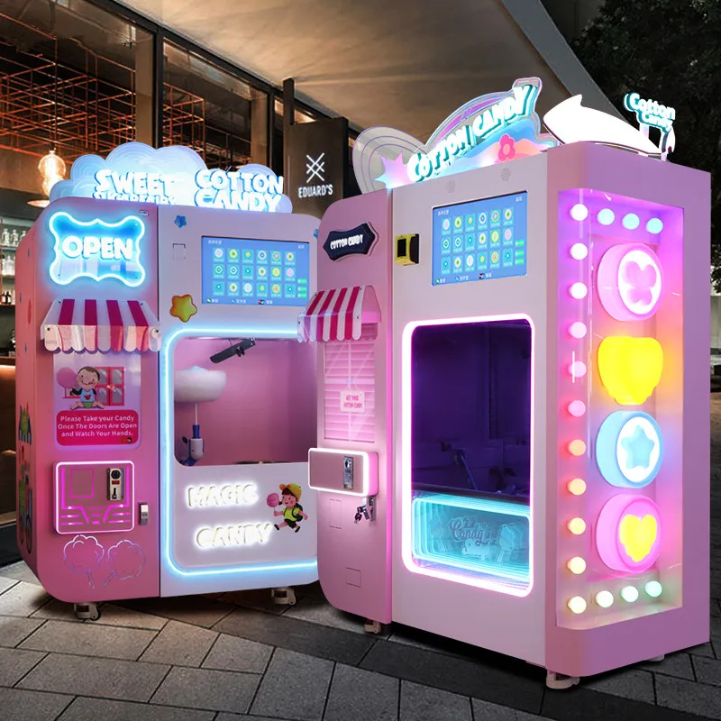 Automatic Cotton Candy Vending Machine Robot Commercial Floss Marshmallow Sugar Electric Making Flower Cotton Candy Machine/