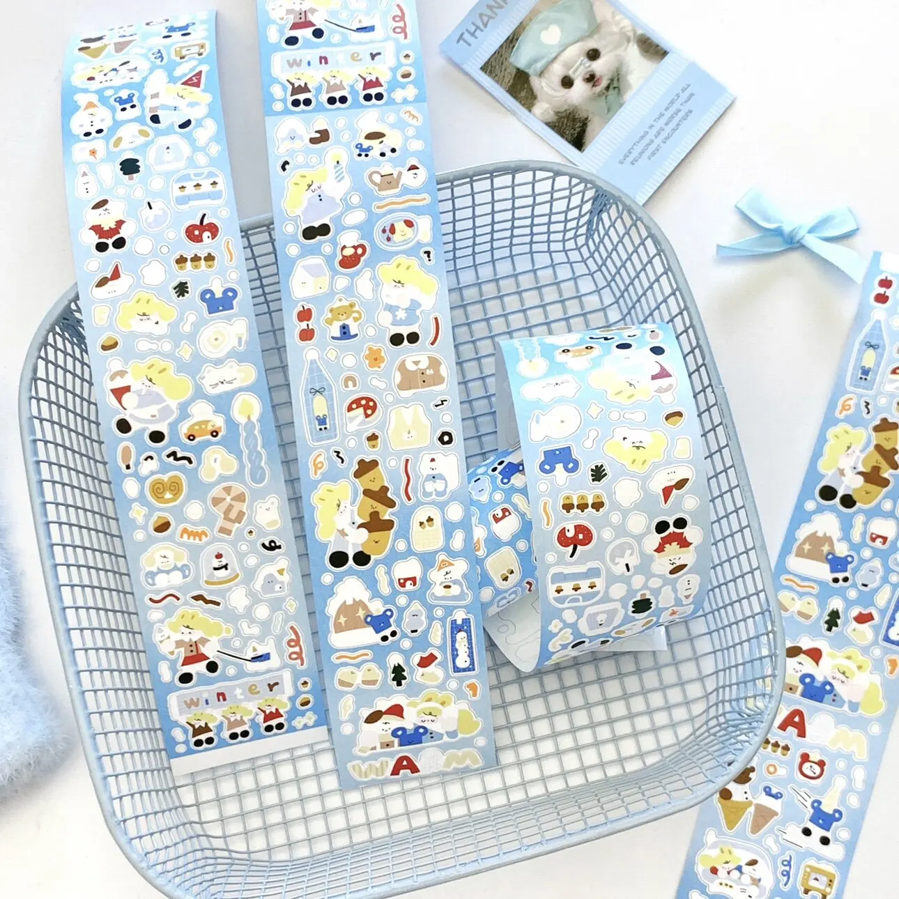 Lacreme Die Cut Sticker Roll Glitter Cute Cat Decorative Tape for Scrapbooking Journal Card Making DIY
