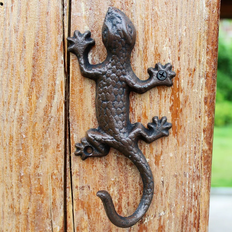 European American rural retro cast iron wrought iron gecko hook wall hanging wall decoration home decoration hook