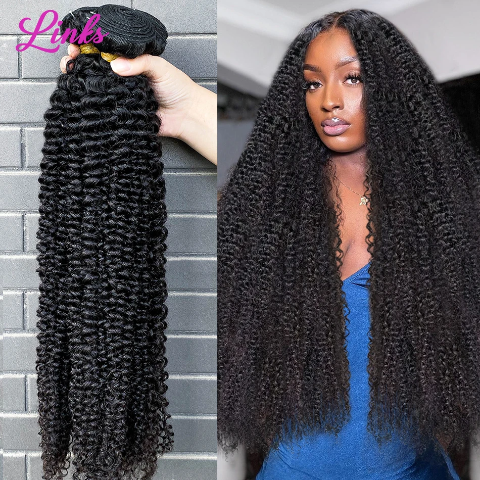 Links Mongolian Afro Kinky Curly Human Hair Bundles 30 32 Inch Unprocessed Raw100% Human Hair Extensions 2 3 4 Bundles Deal