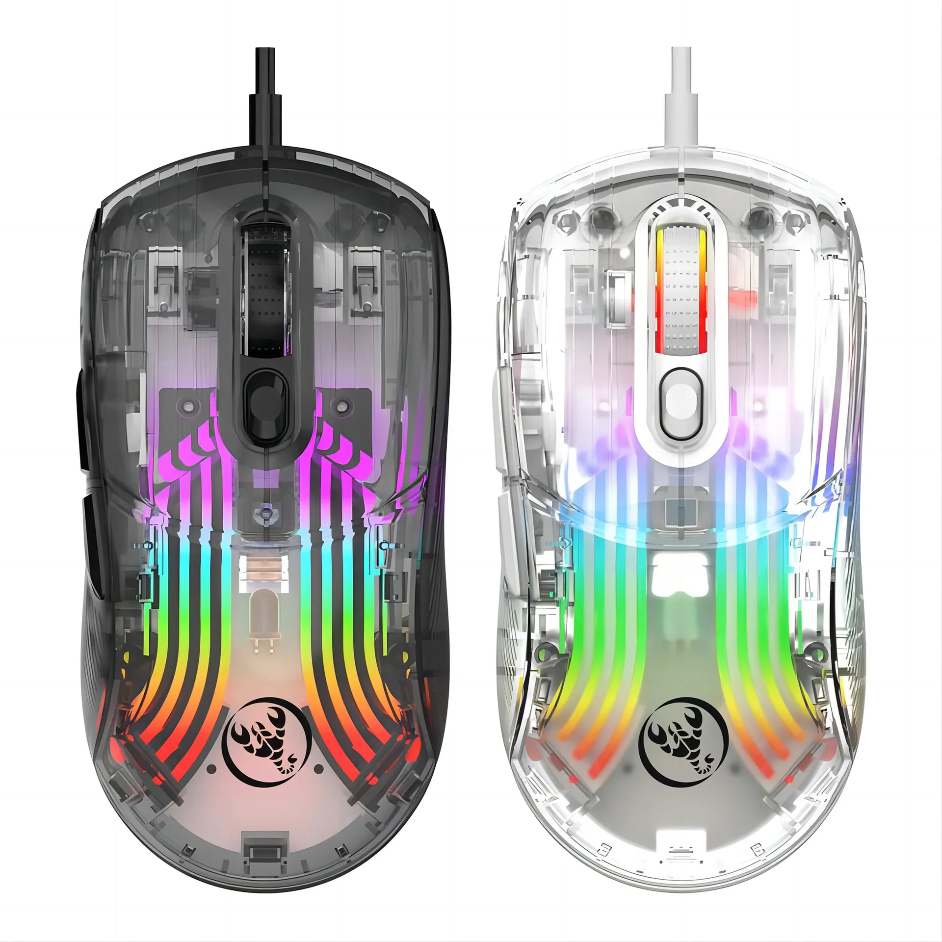 X400 wired mouse full crystal 1000Hz rgb Macro 7 buttons programmable wired office gaming transparent mouse for laptop gaming