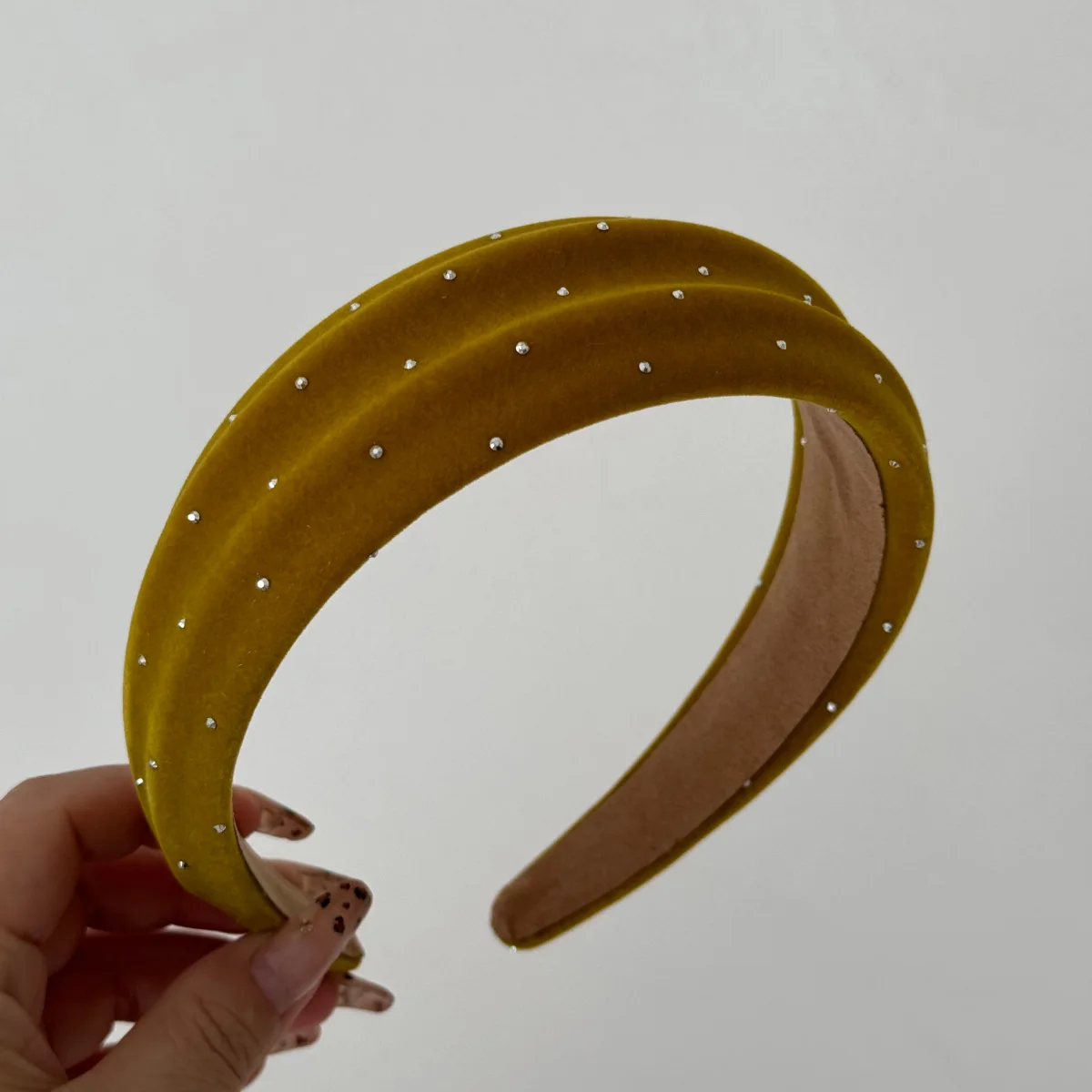 Headband Flocked Sponge Solid Color Textured Starry French Retro Non Slip Secure Fit Daily Office Travel Women Hair Accessory