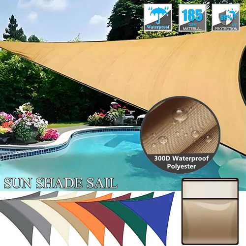 Toldo triangular para sombra de sol, bloque UV, vela parasol, protector solar para Patio exterior, jardín, patio trasero, toldo, protector solar con cuerda gratis