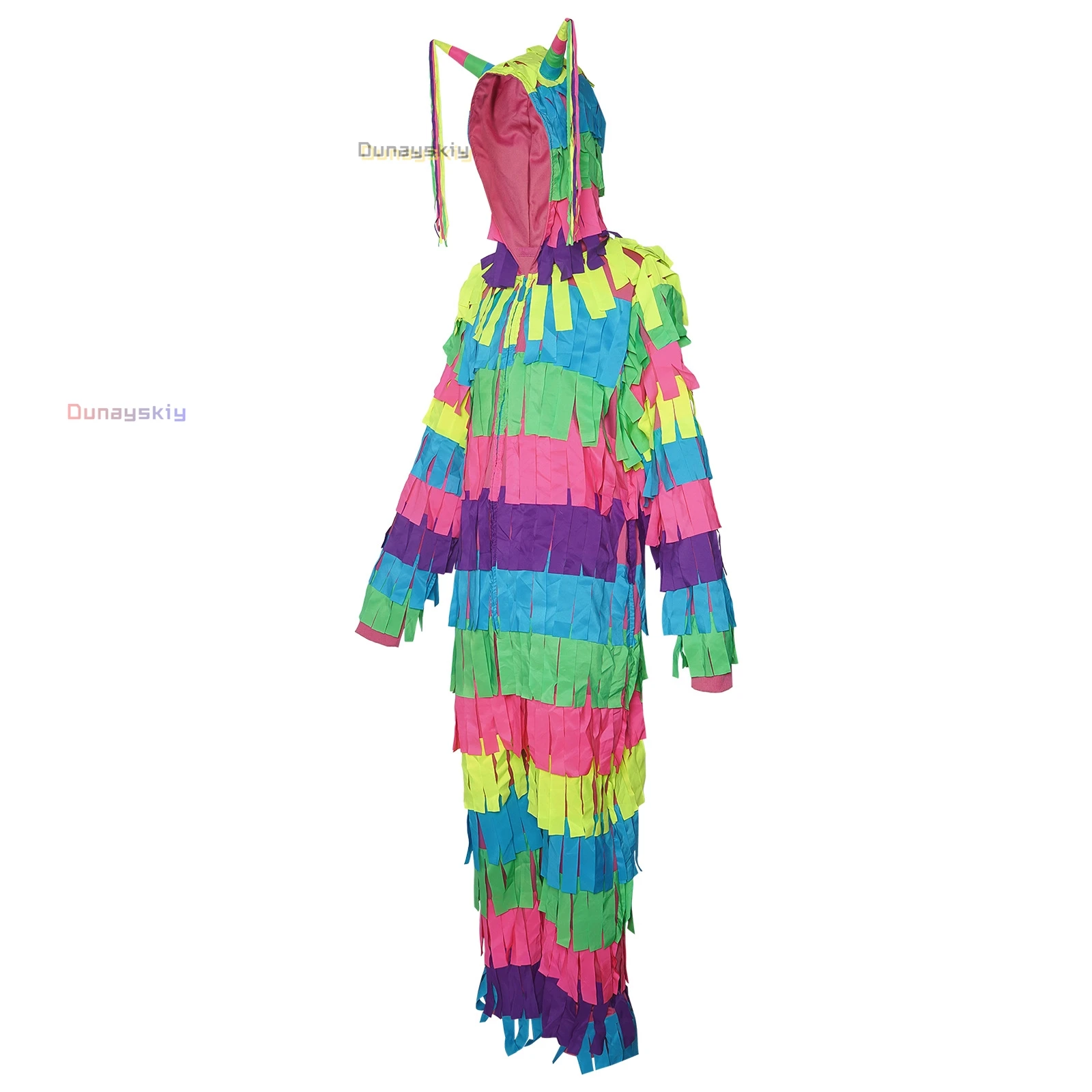 Paper Pinata Costume For 2025 Halloween Cospaly Costumes Fancy Dress Colorful Hooded Jumpsuit Unisex Outfit Suit