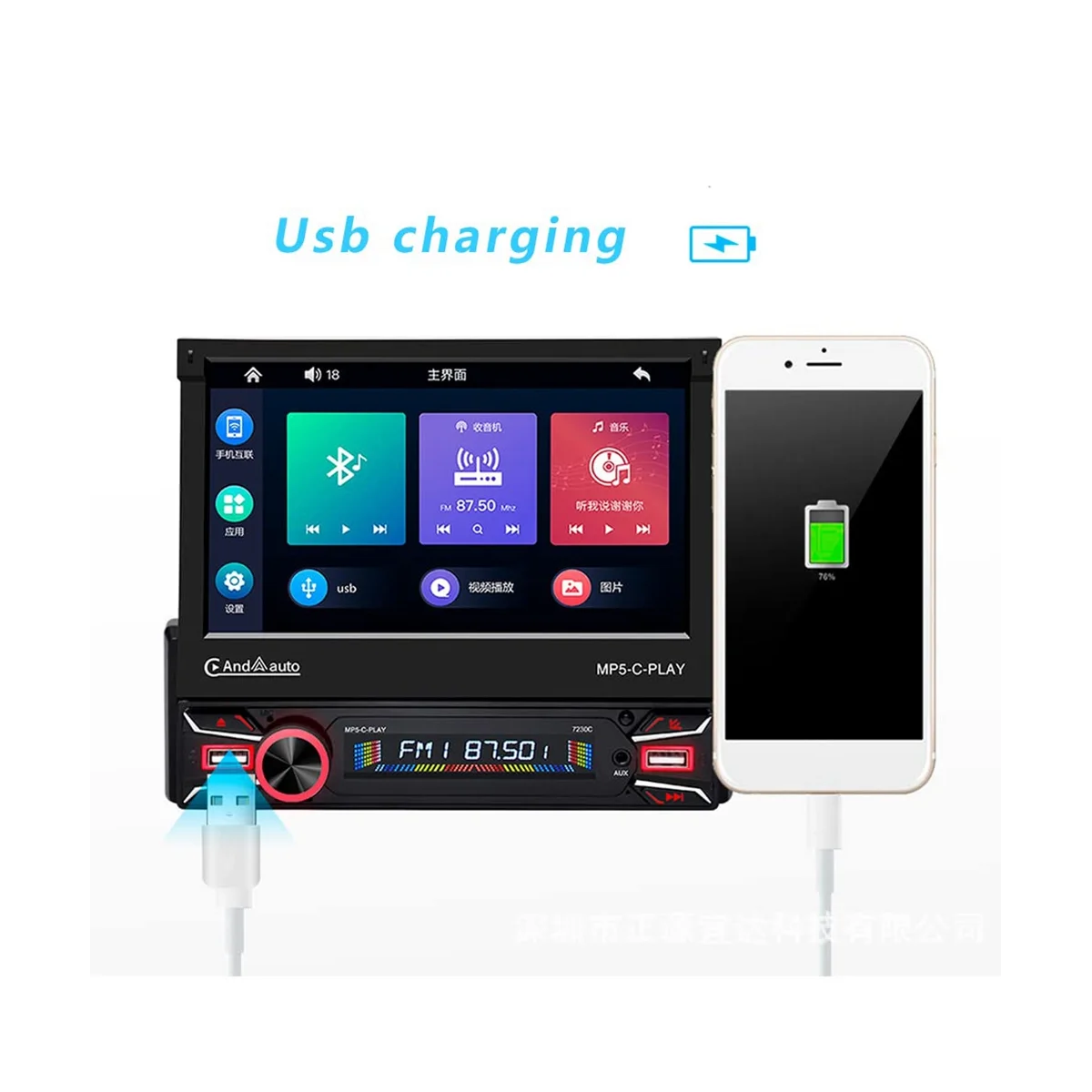 CarPlay Nirkabel Stereo Mobil  - Car Radio 1 Din Flip Out Screen ulasan dan harga
