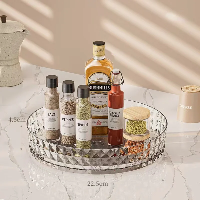 360 Rotating Seasoning Storage Rack Multifunction Pantry Cabinet Turntable for Cosmetics Kitchen Accessories Organizer Tray 6
