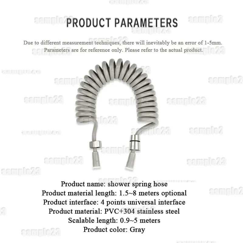 1PC 1.5-8M Plastic Spring Shower Hose Soft Bathroom Spring Tube Flexible Pipe Connector Spring Tube Bathroom Toilet Bidet Tool