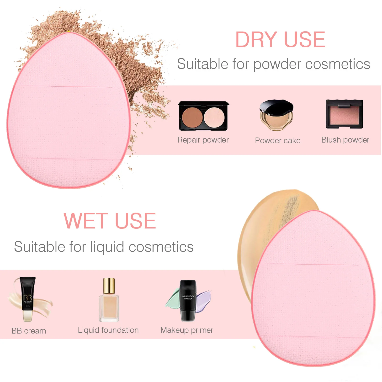 20Pcs Dry Wet Dual Use Makeup Puff Mini Powder Puff Strap Compact Size Makeup Sponge Face Concealer Applicator Beauty Tool