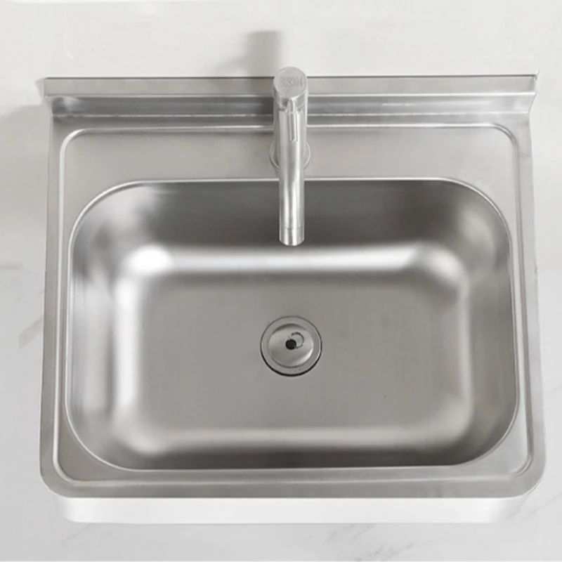 304 Stainless Steel Washbasin Thickened Wall Mounted Bathroom Sinks Large Capacity Washhand Stand Semicircular Arc Design Sink
