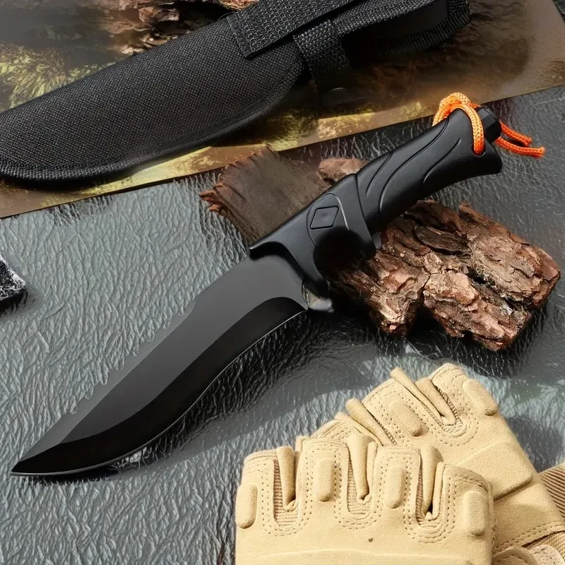 Outdoor knife, straight knife, portable mini knife, outdoor portable meat eating knife, camping fishing knife, sharp fruit knife