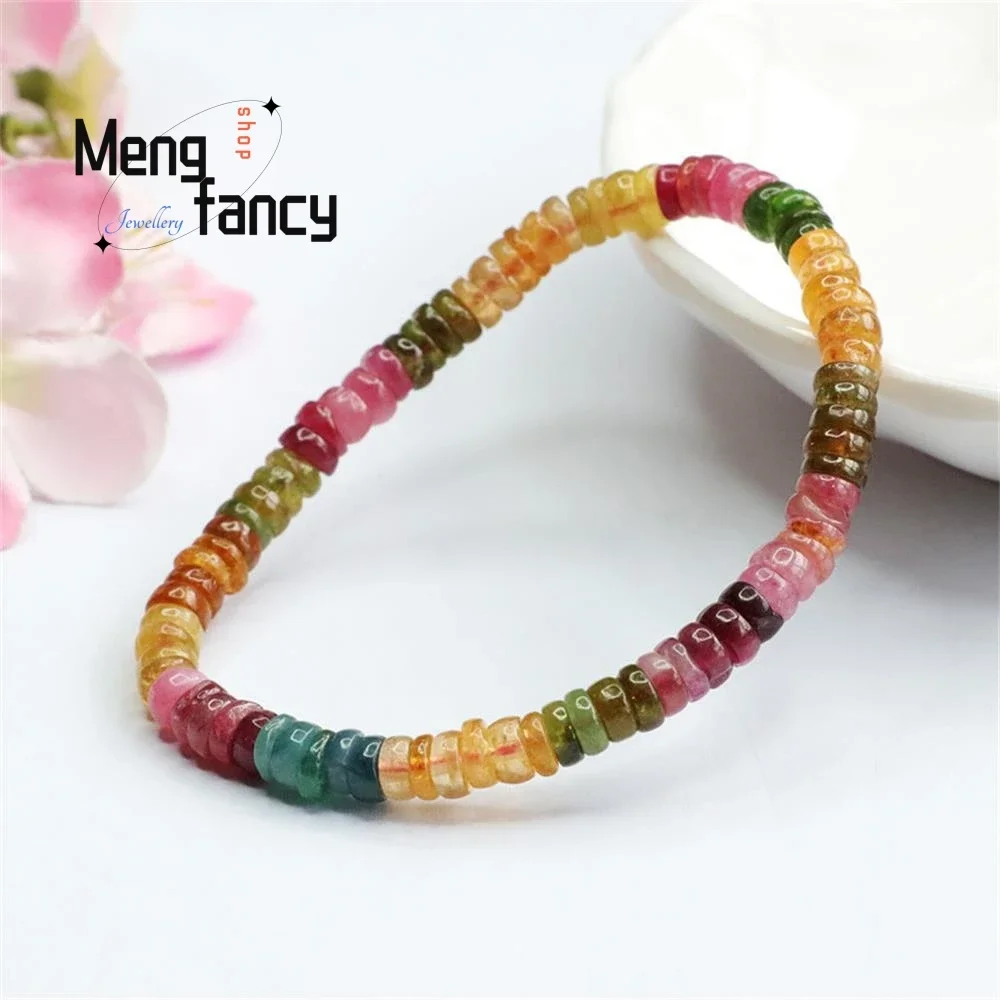 

Natural Tourmaline Exquisite Elegant Simple High-grade Bracelet Rainbow Crystal Sexy Young Girls Popular Charm Fashion Jewellery