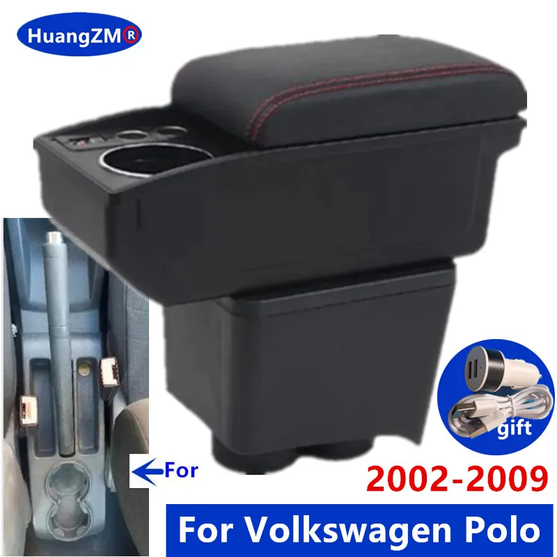 For Volkswagen Polo Armrest Box For VW Polo 9N 3 Car Armrest Dedicated 2002-2009 Storage Box Retrofit Interior Car Accessories