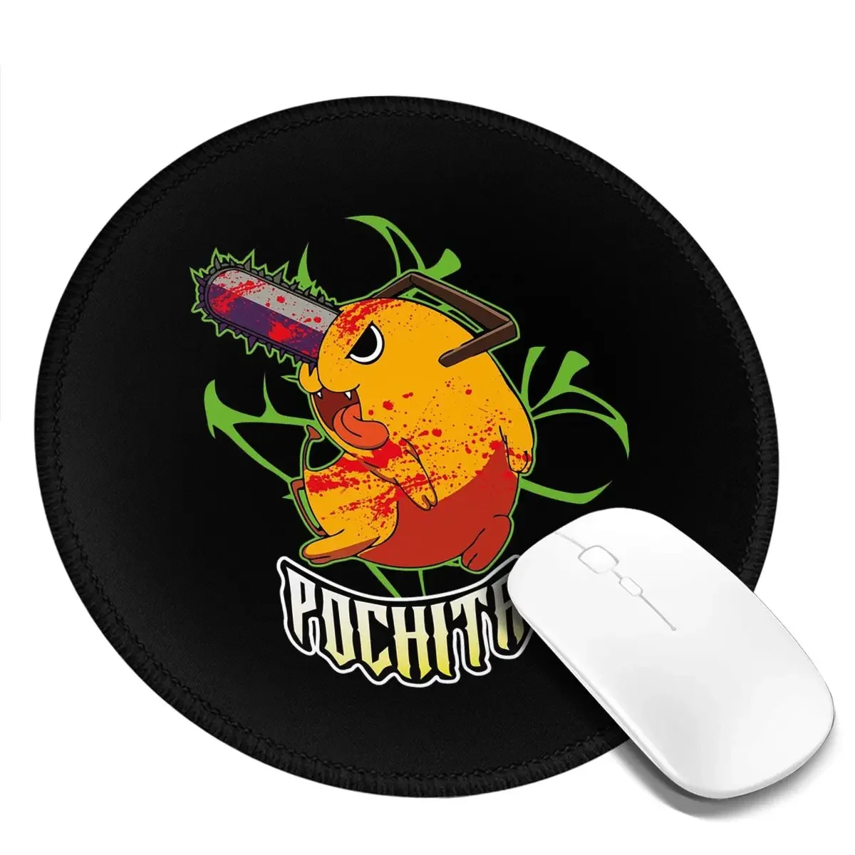 Pochita Ramen Chainsaw Man Anime Round Mouse Pad Computer Keyboard Mouse Mat Gaming Laptop Desk Mat Office Accessories TableMats