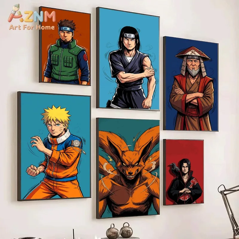 Comic Pop Style Ninja Anime Character Canvas Wall Art Print Unframed Canvas Painting Home Decor Poster for Bedroom Living Room