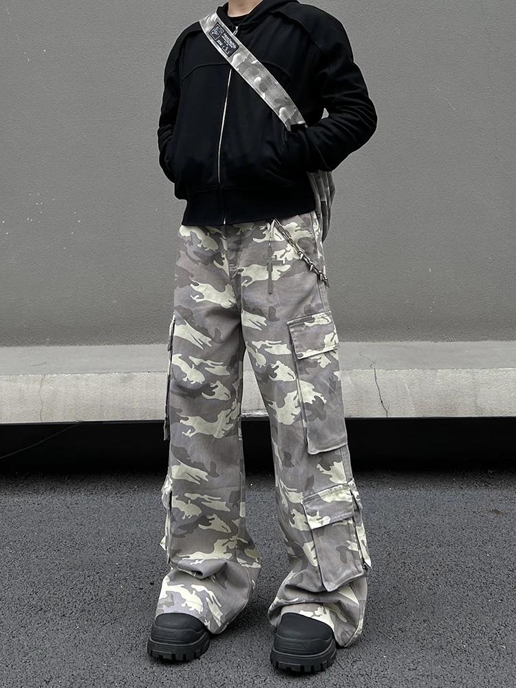 

Мужские джинсы-карго с широкими штанинами, камуфляжные, из плотной ткани, в американском стиле Cleanfit, свободного прямого кроя, для работы, в стиле High Street